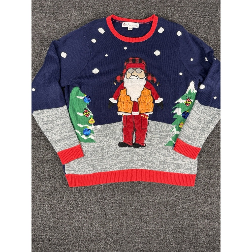 Men's Ugly Christmas Sweater Santa Holiday Size XL